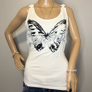 Chic Y2K White Butterfly Tank Top